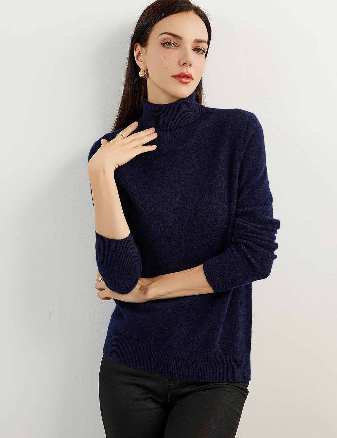 Women's 100% Pure Cashmere Sweater Turtleneck Long Sleeve Warm Soft 2025 Fall Winter Knit Pullover