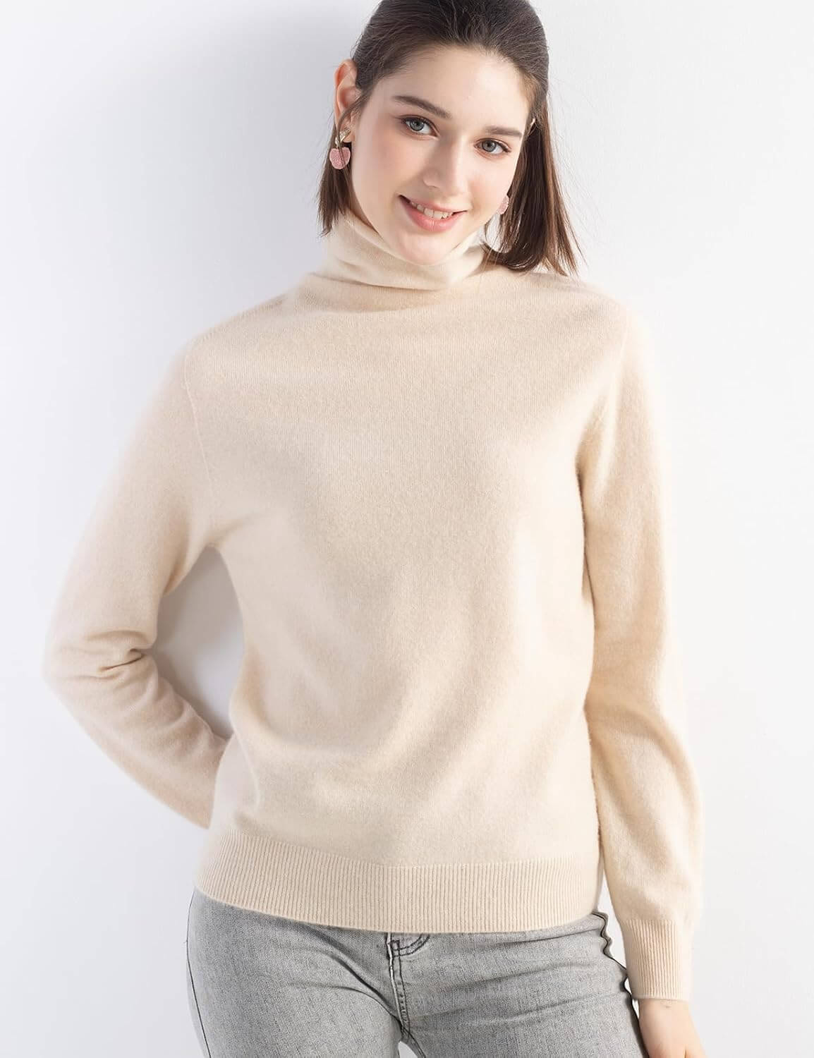 100% Pure Cashmere Women's Sweater Turtleneck Long Sleeve Warm Soft 2025 Fall Winter Knit Pullover