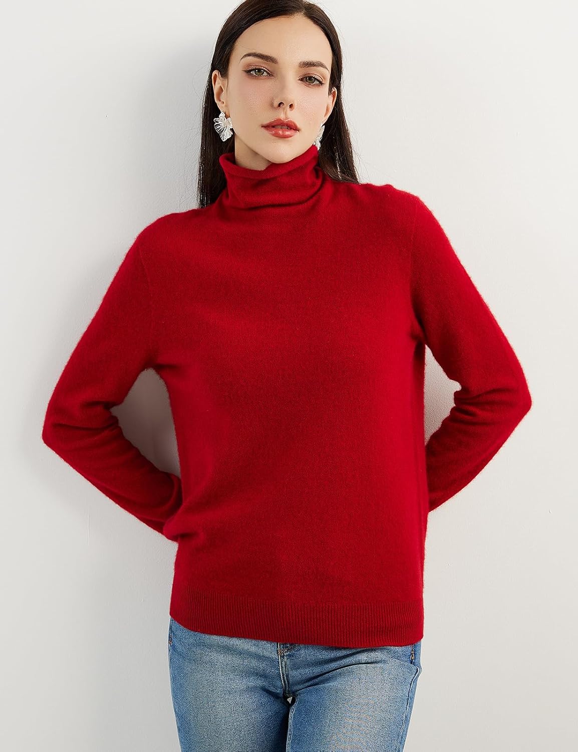 100% Pure Cashmere Women's Sweater Turtleneck Long Sleeve Warm Soft 2025 Fall Winter Knit Pullover
