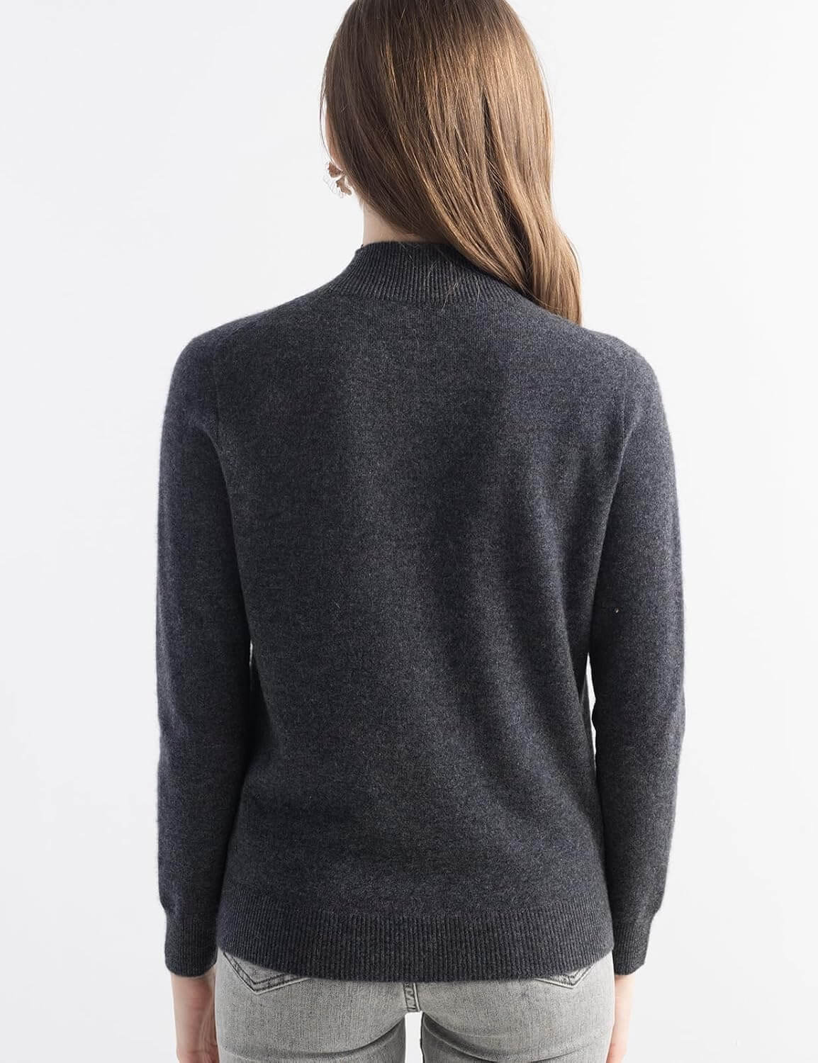 Women's 100% Pure Cashmere Sweater Mock Neck Long Sleeve Warm Leisure 2025 Fall Winter Knit Pullover