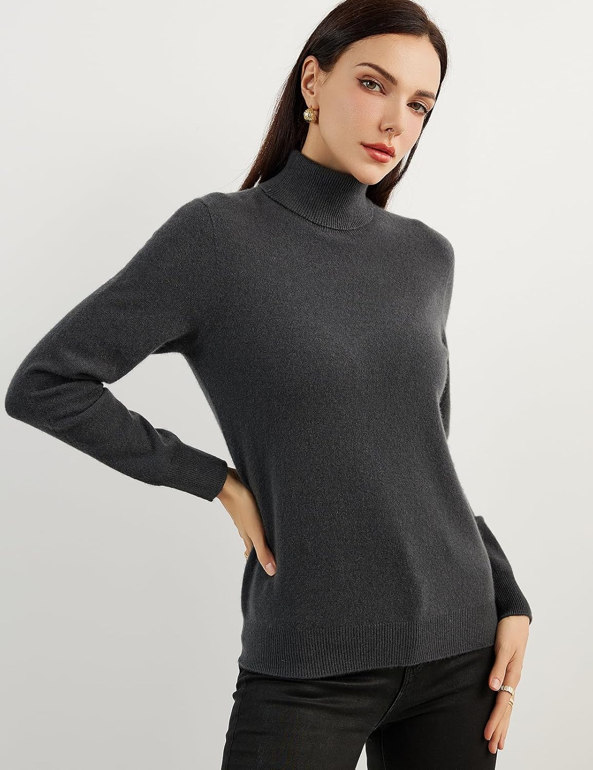 Women's 100% Pure Cashmere Sweater Turtleneck Long Sleeve Warm Soft 2025 Fall Winter Knit Pullover