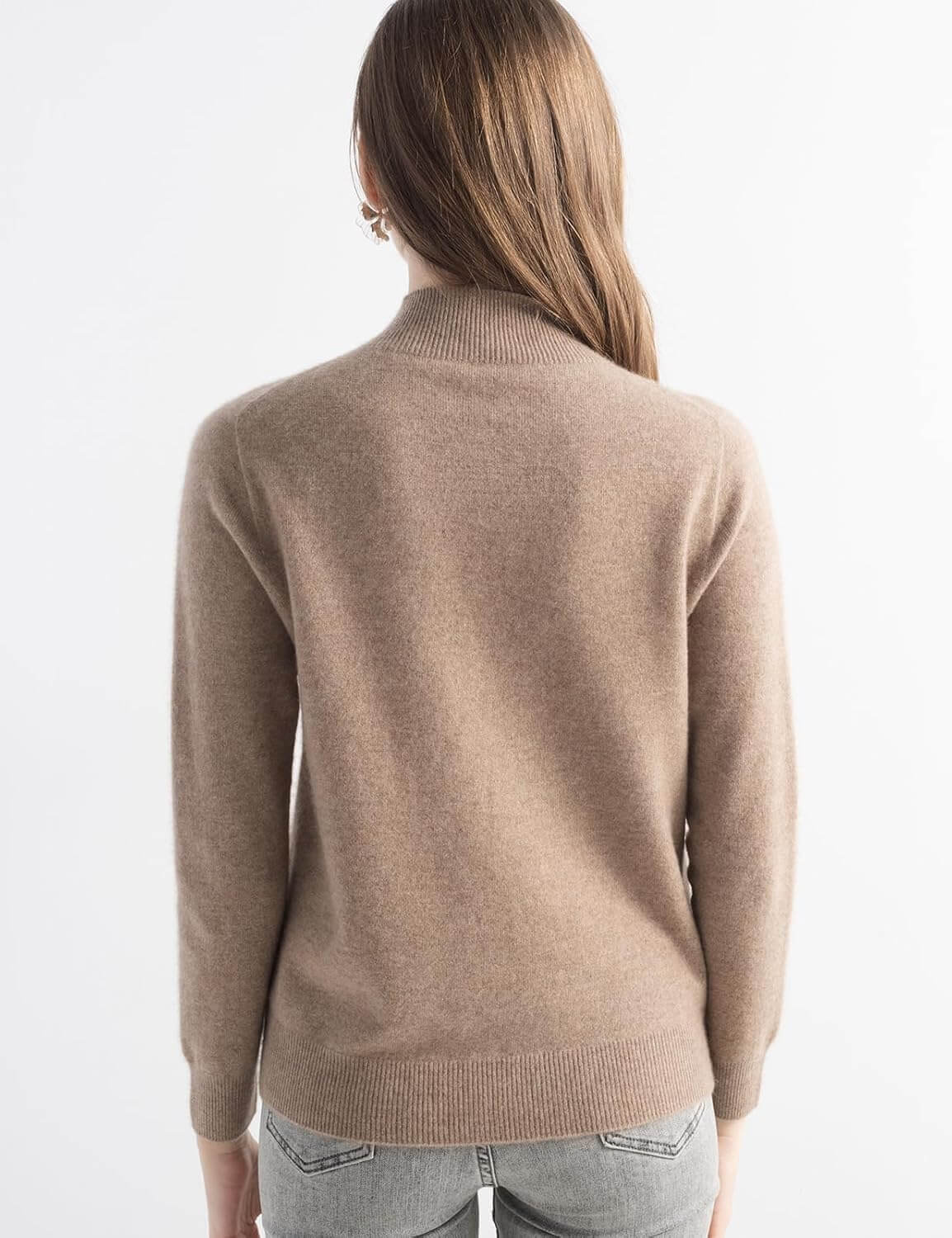 Women's 100% Pure Cashmere Sweater Mock Neck Long Sleeve Warm Leisure 2025 Fall Winter Knit Pullover