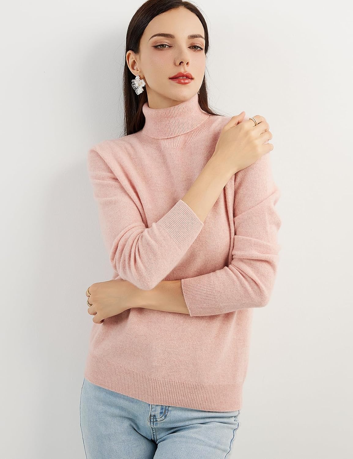 Women's 100% Pure Cashmere Sweater Turtleneck Long Sleeve Warm Soft 2025 Fall Winter Knit Pullover