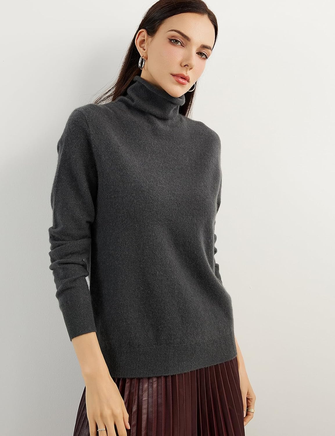 100% Pure Cashmere Women's Sweater Turtleneck Long Sleeve Warm Soft 2025 Fall Winter Knit Pullover
