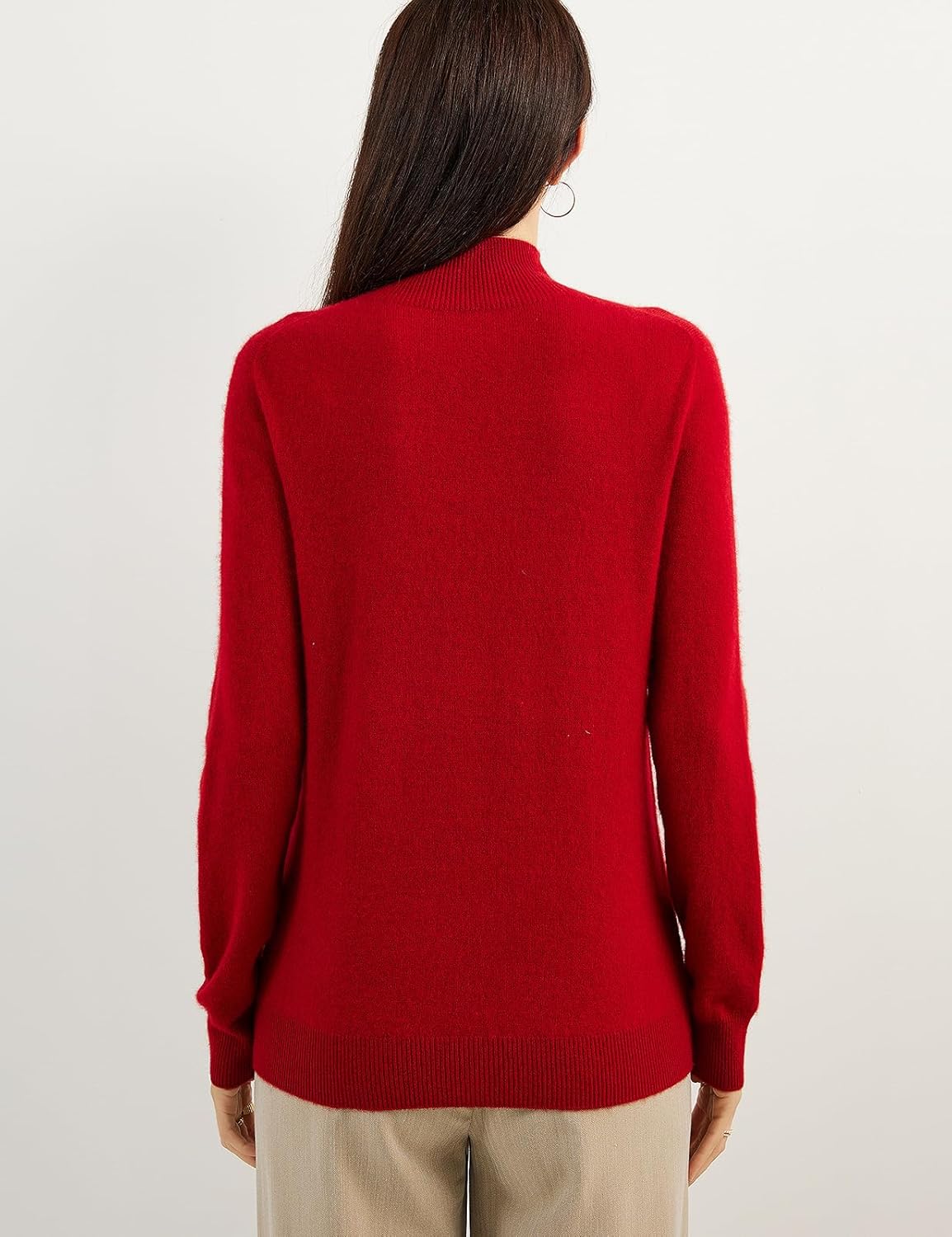 100% Pure Cashmere Women's Sweater Mock Neck Long Sleeve Warm Soft 2025 Fall Winter Knit Pullover