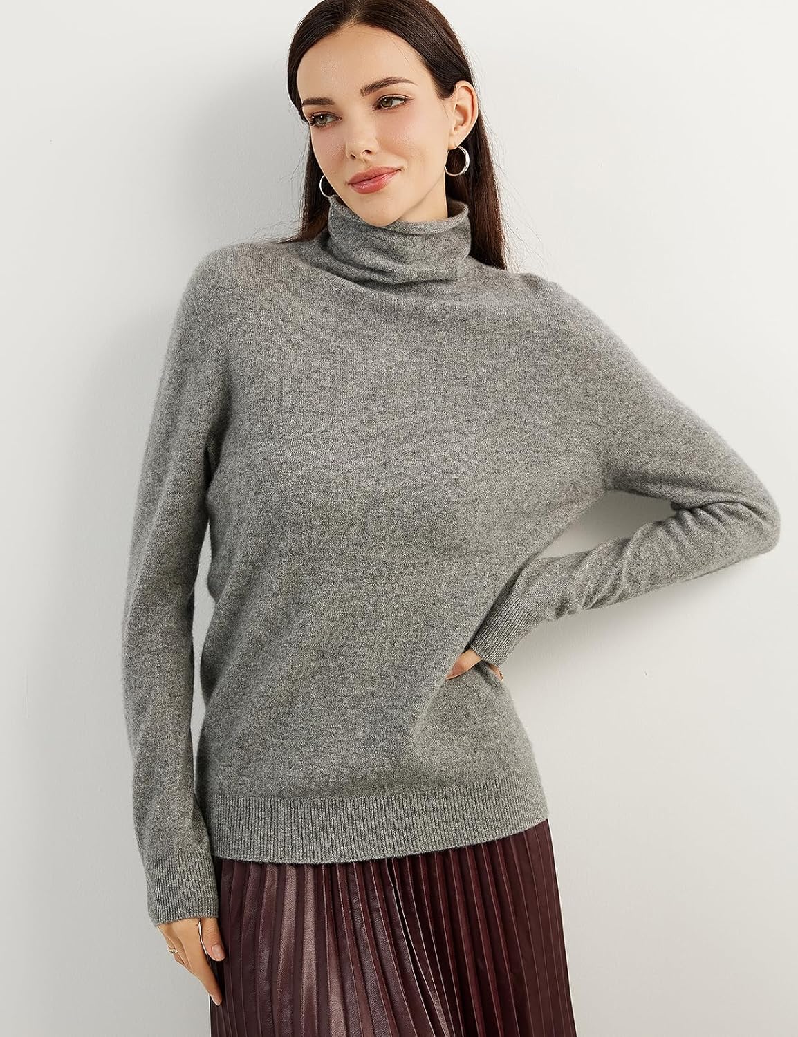 100% Pure Cashmere Women's Sweater Turtleneck Long Sleeve Warm Soft 2025 Fall Winter Knit Pullover