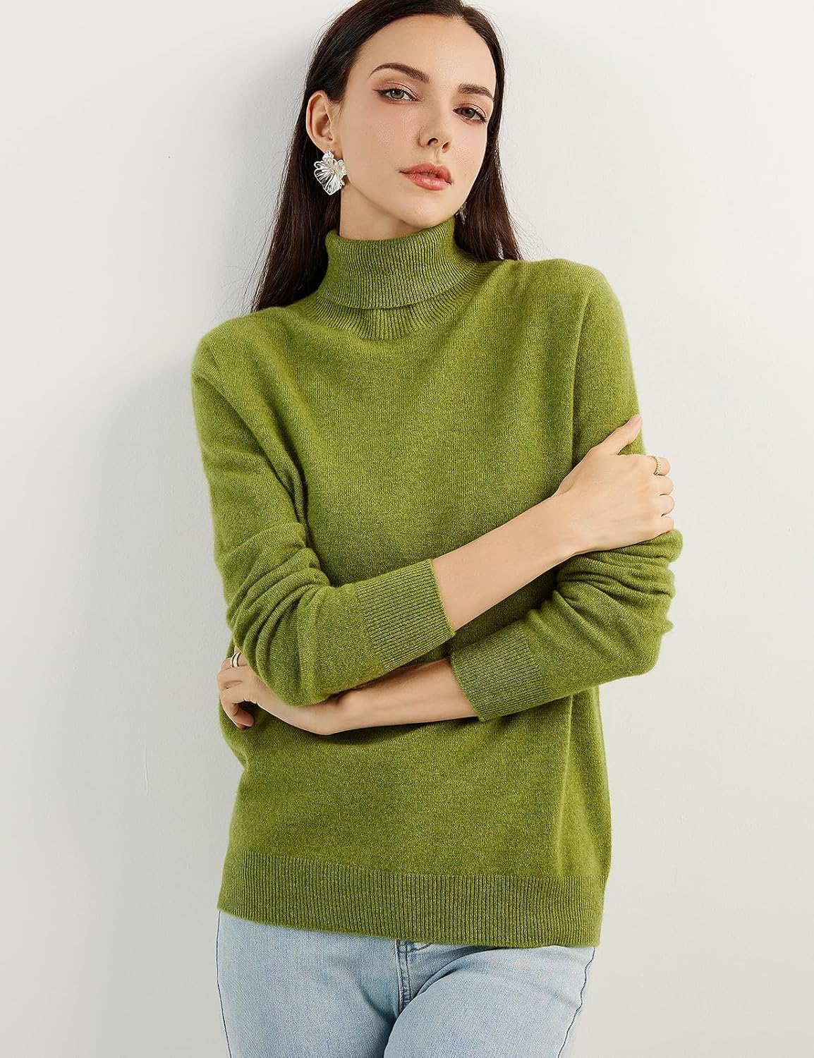Women's 100% Pure Cashmere Sweater Turtleneck Long Sleeve Warm Soft 2025 Fall Winter Knit Pullover