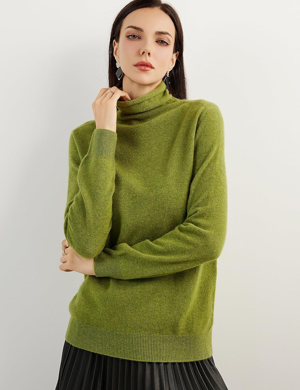 100% Pure Cashmere Women's Sweater Turtleneck Long Sleeve Warm Soft 2025 Fall Winter Knit Pullover