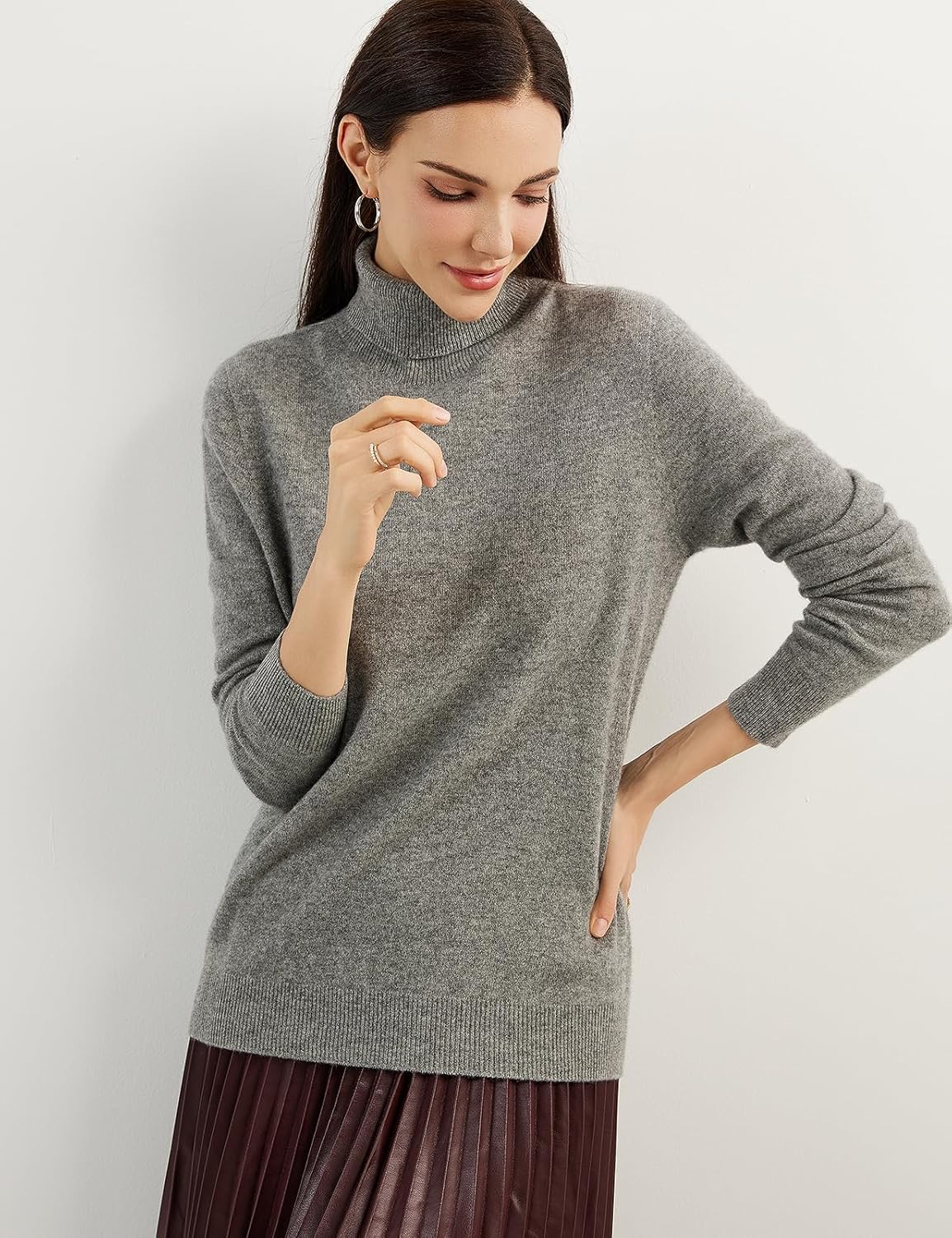 Women's 100% Pure Cashmere Sweater Turtleneck Long Sleeve Warm Soft 2025 Fall Winter Knit Pullover
