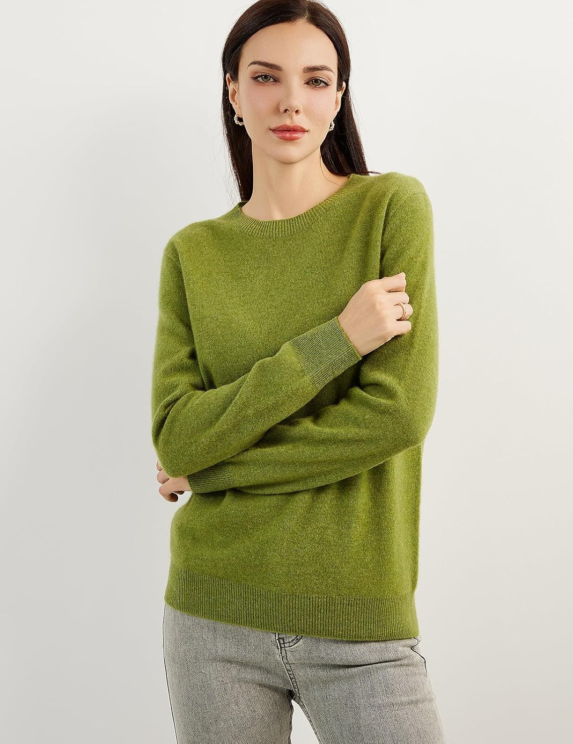 Women's 100% Pure Cashmere Sweater 2025 Fall Winter Crew Neck Long Sleeve Warm Soft Knitted Pullover