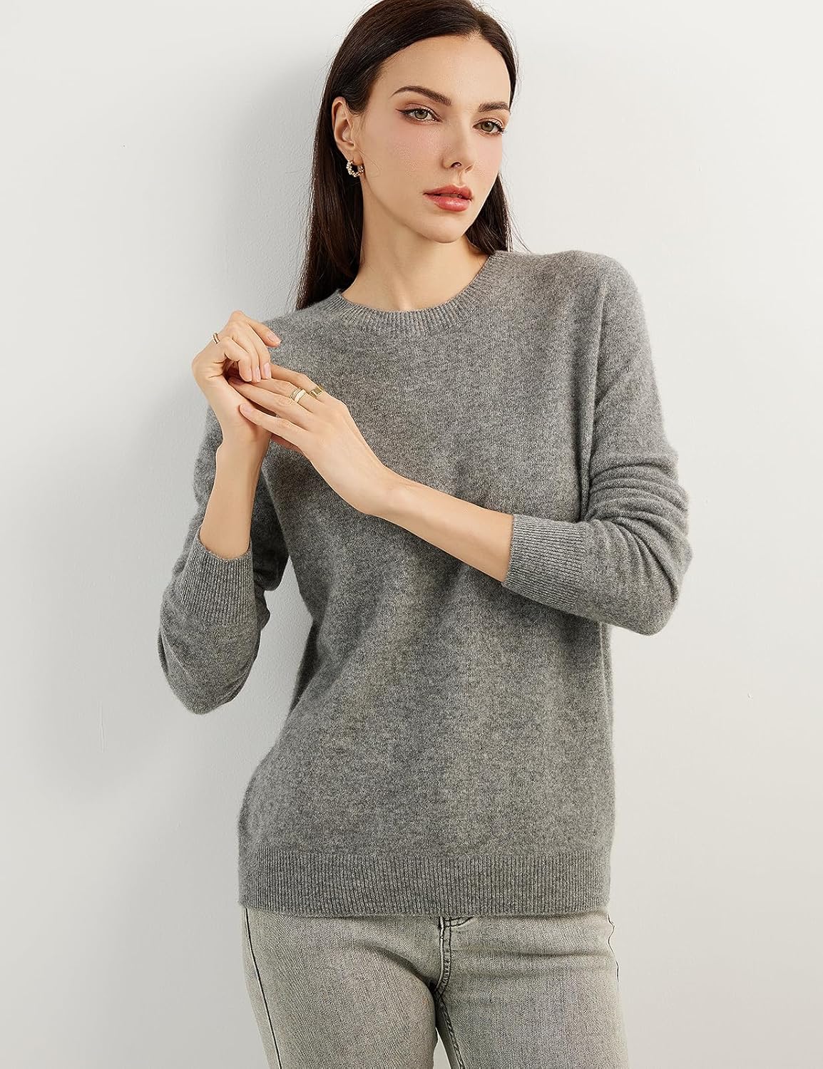 Women's 100% Pure Cashmere Sweater 2025 Fall Winter Crew Neck Long Sleeve Warm Soft Knitted Pullover