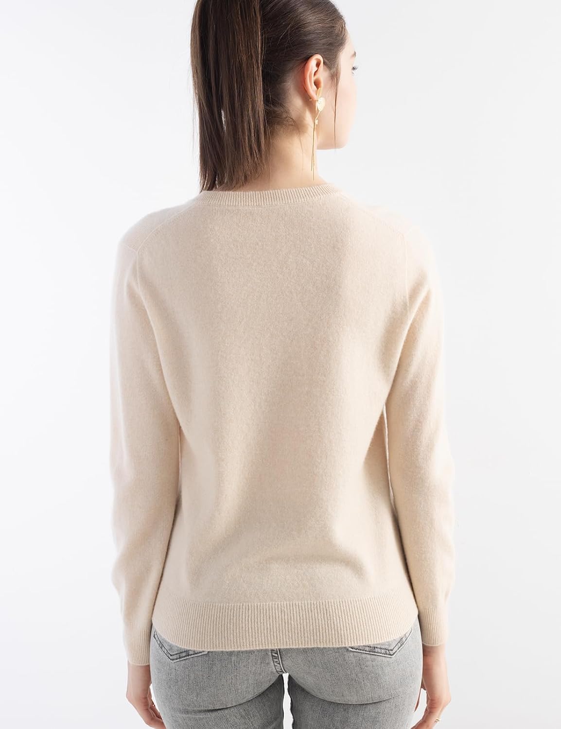 Women's 100% Pure Cashmere Women's Sweater V-Neck Long Sleeve 2025 Fall Winter Warm Soft Knit Pullover