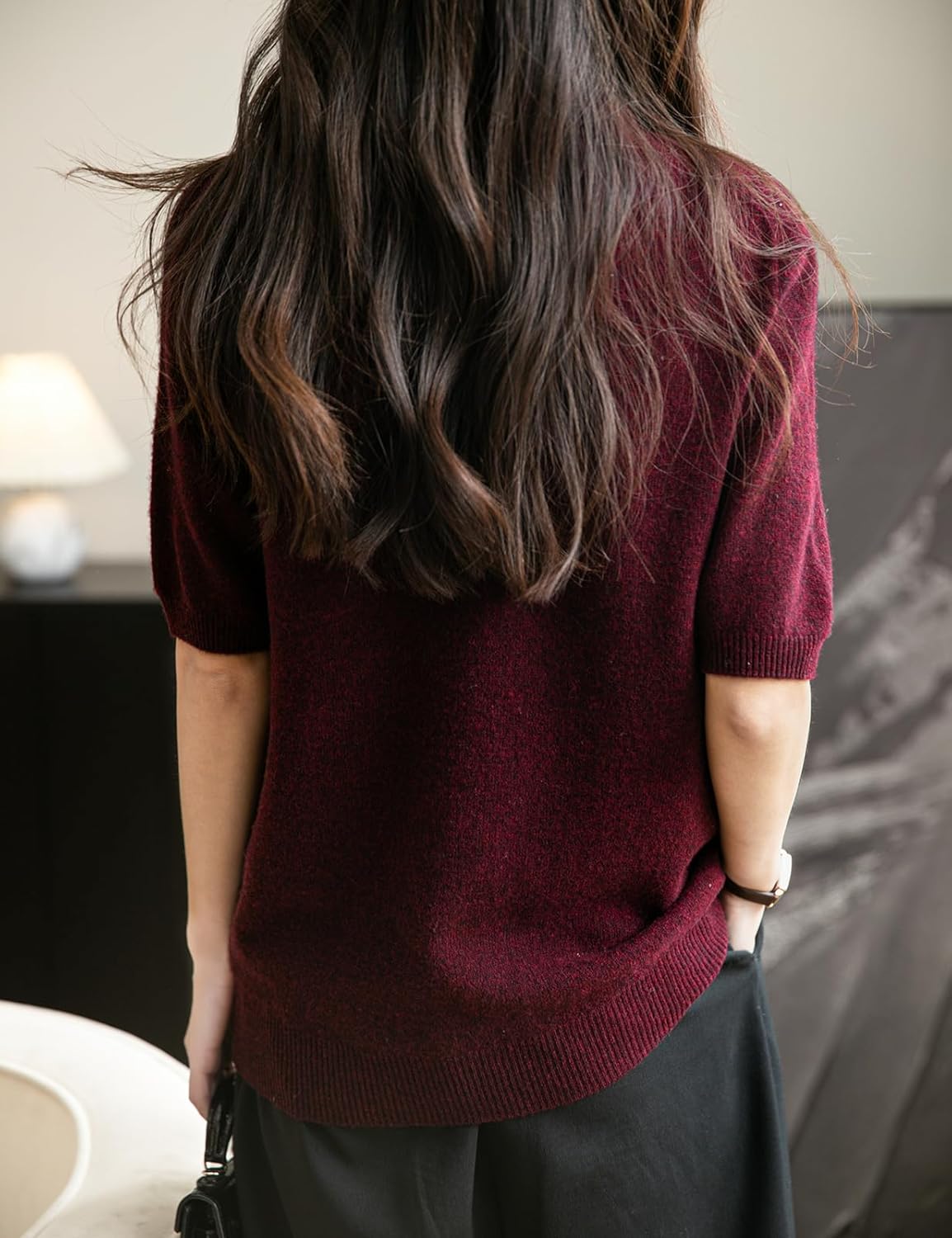 Women's Turtleneck 100% Merino Wool Spring Fall Winter First-Line Ready to Wear Seamless Knit Short Sleeve Sweater