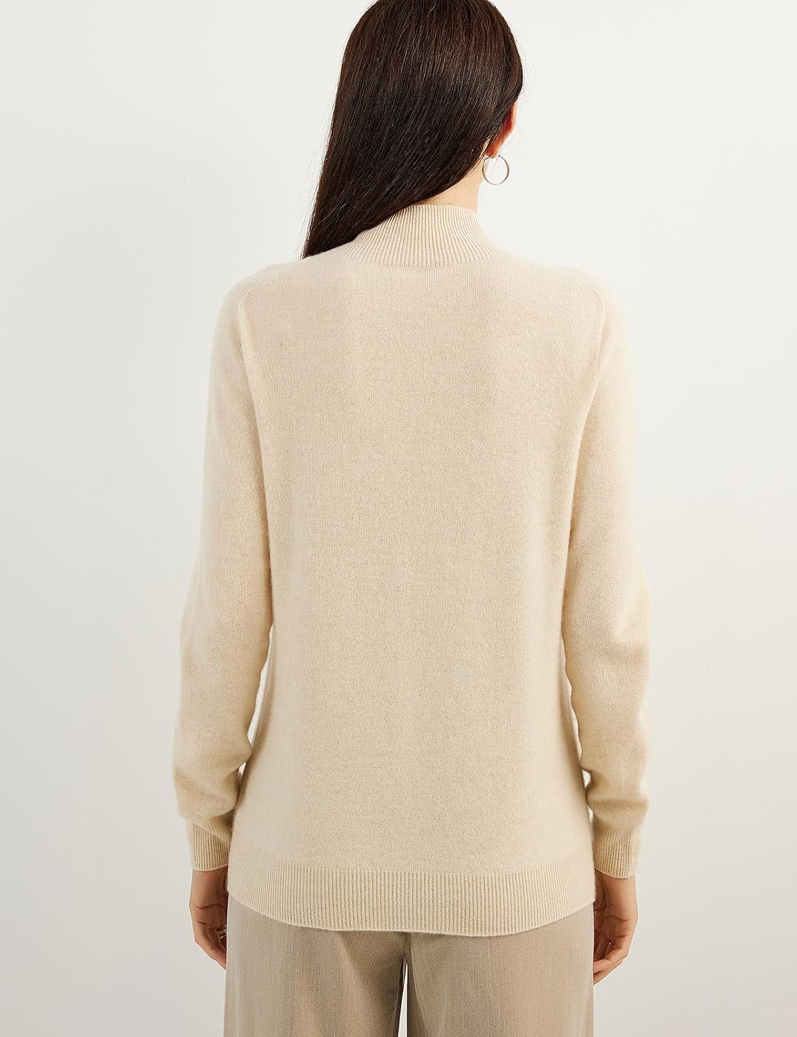 100% Pure Cashmere Women's Sweater Mock Neck Long Sleeve Warm Soft 2025 Fall Winter Knit Pullover