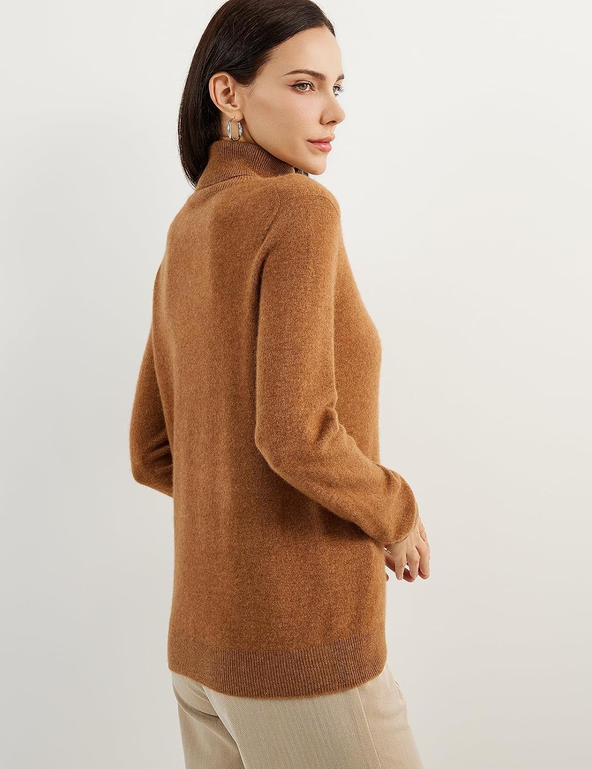 Women's 100% Pure Cashmere Sweater Turtleneck Long Sleeve Warm Soft 2025 Fall Winter Knit Pullover