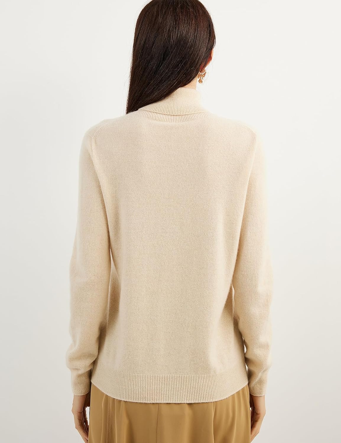 Women's 100% Pure Cashmere Sweater Turtleneck Long Sleeve Warm Soft 2025 Fall Winter Knit Pullover