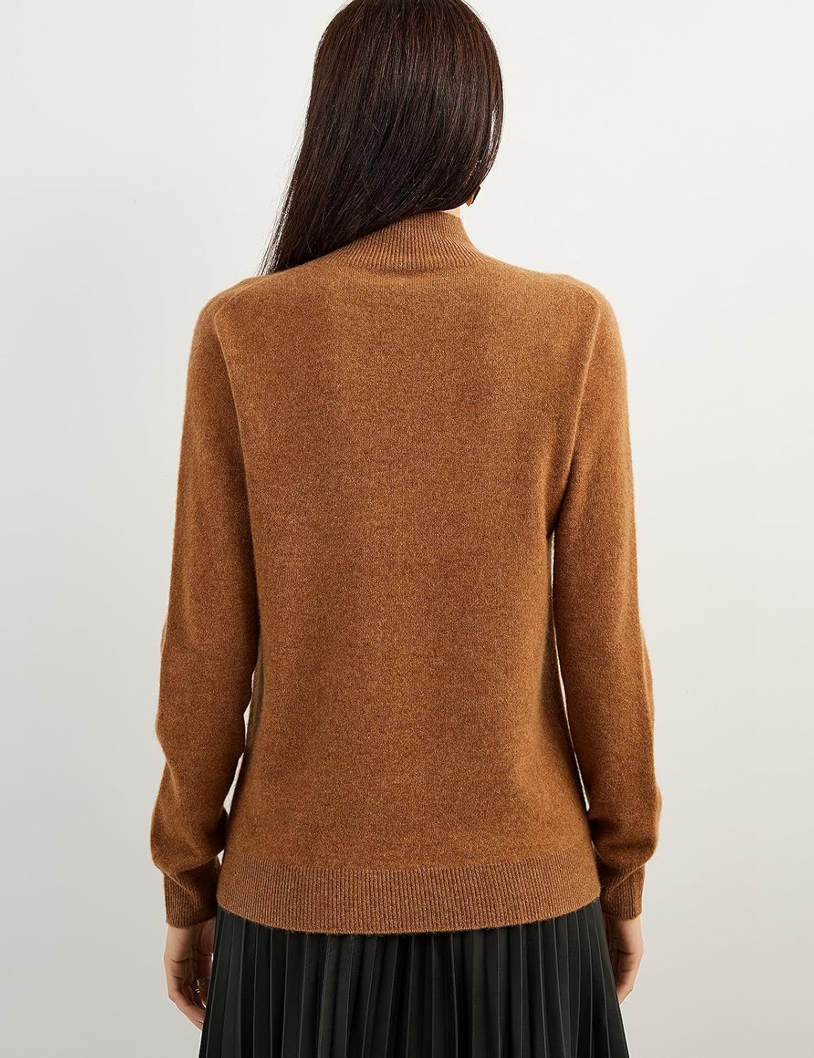 100% Pure Cashmere Women's Sweater Mock Neck Long Sleeve Warm Soft 2025 Fall Winter Knit Pullover