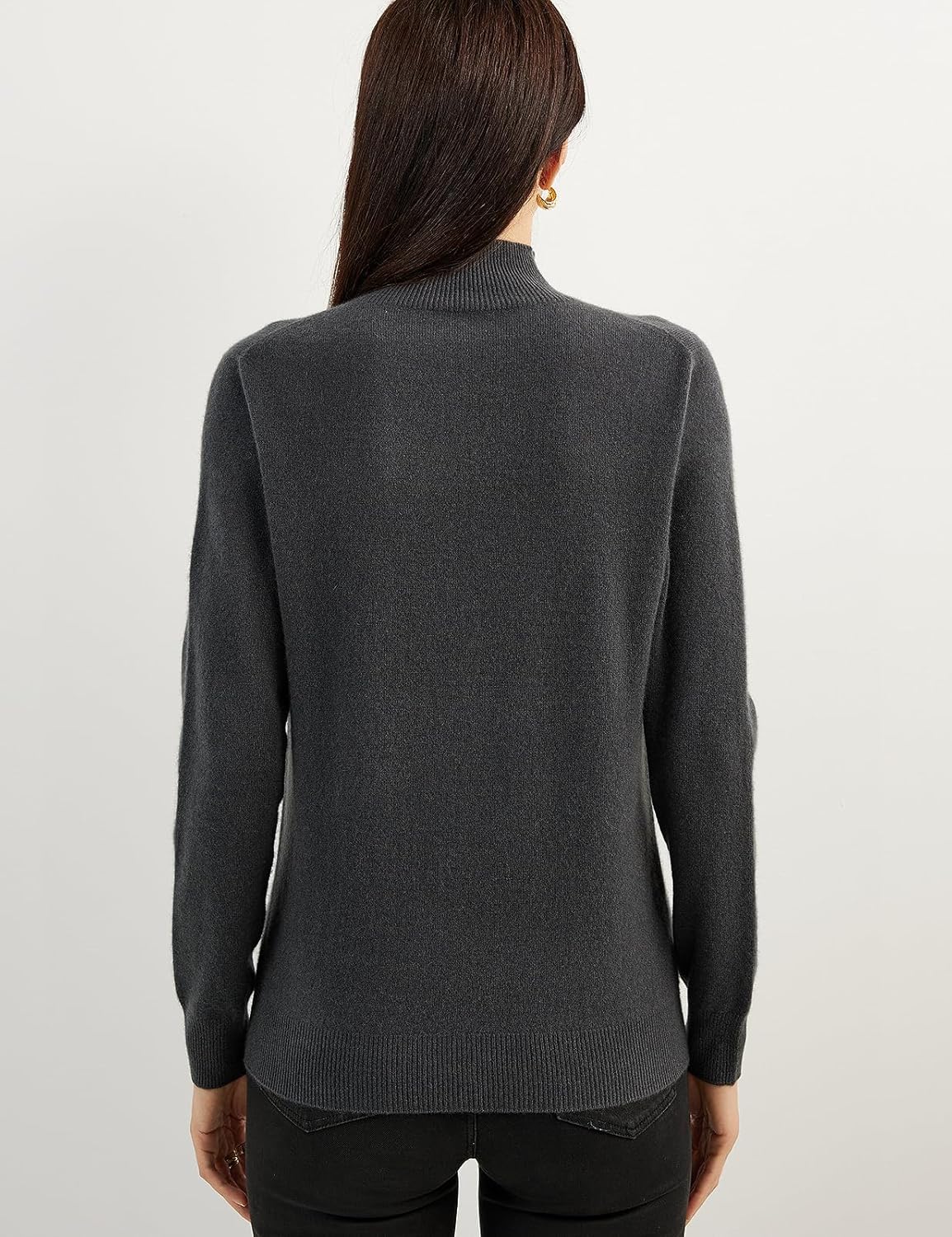100% Pure Cashmere Women's Sweater Mock Neck Long Sleeve Warm Soft 2025 Fall Winter Knit Pullover