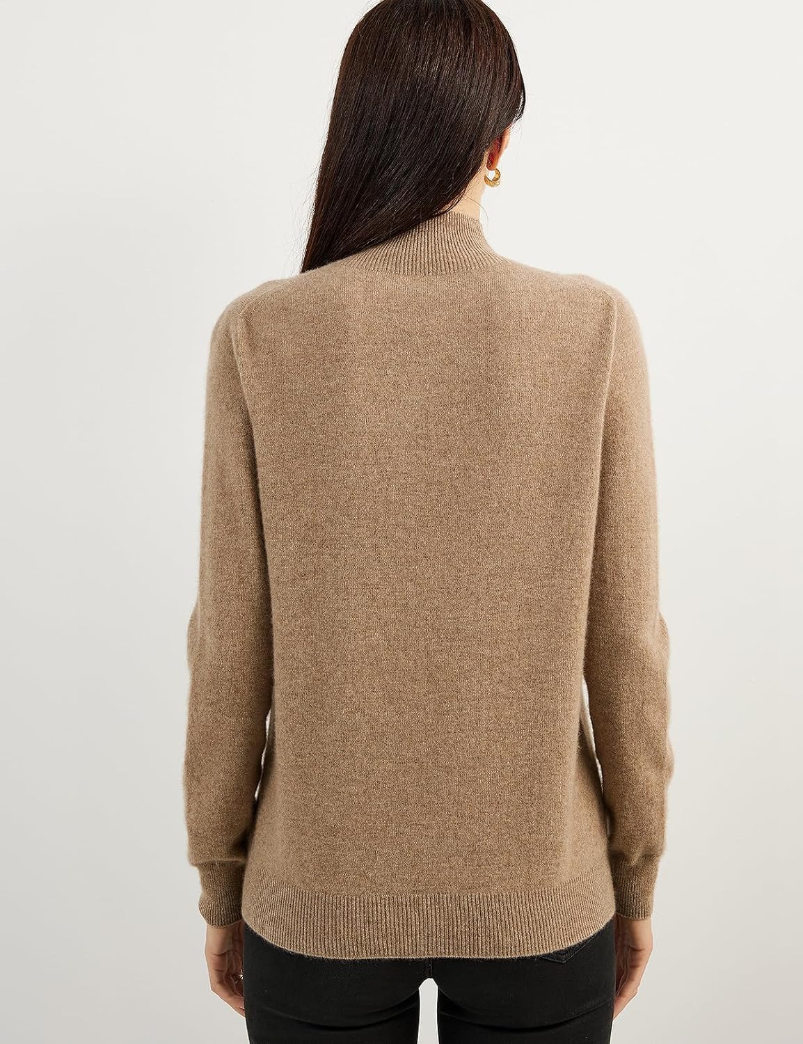 100% Pure Cashmere Women's Sweater Mock Neck Long Sleeve Warm Soft 2025 Fall Winter Knit Pullover