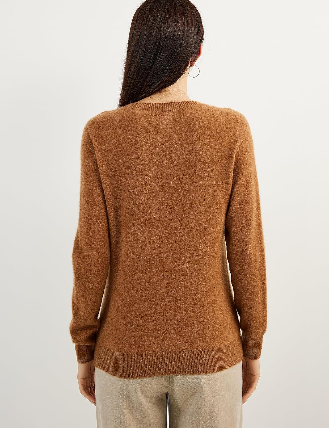 Women's 100% Pure Cashmere Sweater 2025 Fall Winter Crew Neck Long Sleeve Warm Soft Knitted Pullover