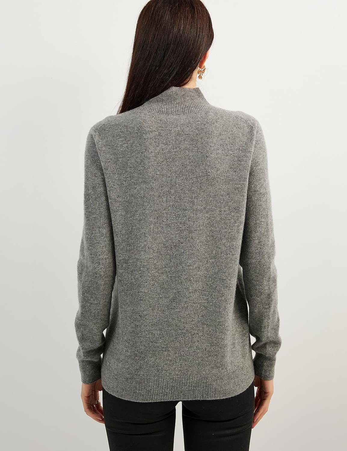 100% Pure Cashmere Women's Sweater Mock Neck Long Sleeve Warm Soft 2025 Fall Winter Knit Pullover