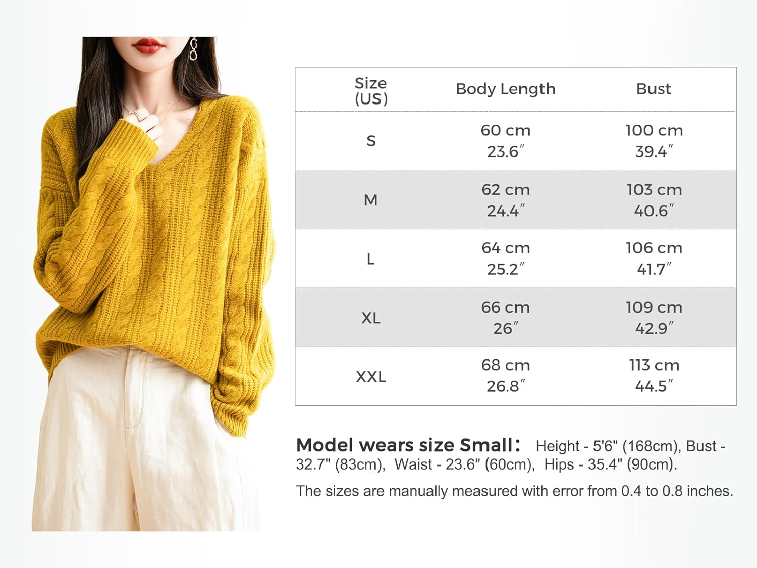 Chanyarn Women's V Neck 100% Merino Wool Oversized Sweater 2025 Fall Winter Vintage Cable Long Sleeve Knit Sweater