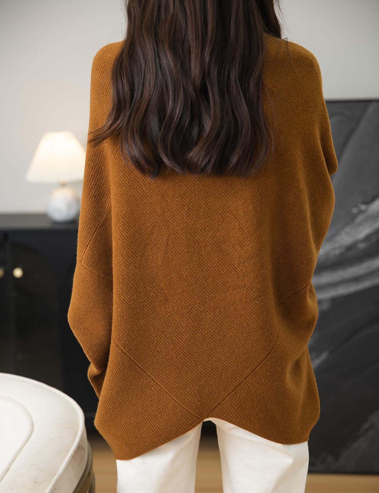 Chanyarn Women's Turtleneck 100% Merino Wool Oversized Sweater 2025 Fall Winter Batwing Long Sleeve Knitted Sweater