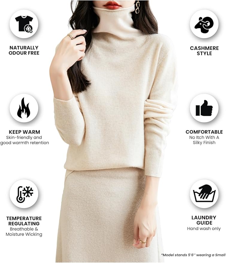Chanyarn Women's 100% Merino Wool Seamless Sweater Turtleneck First-Line Ready to Wear Long Sleeve Knitted Pullover Tops