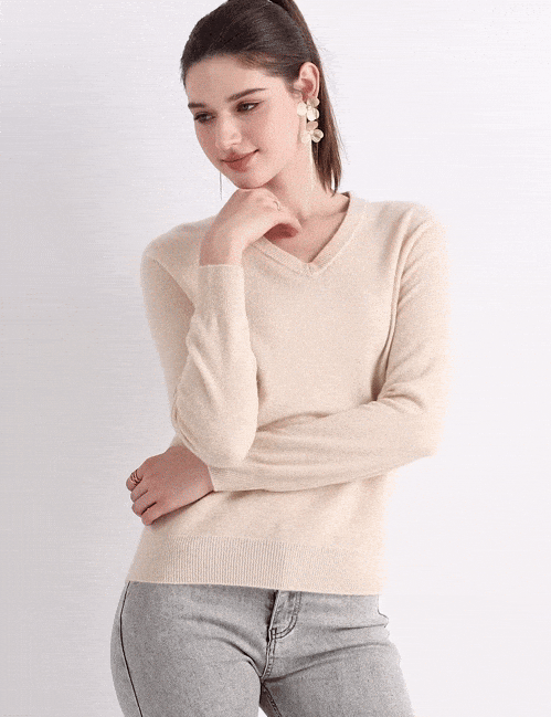 Chanyarn 100% Pure Cashmere Women's Sweater V-Neck Long Sleeve 2025 Fall Winter Warm Soft Knit Pullover
