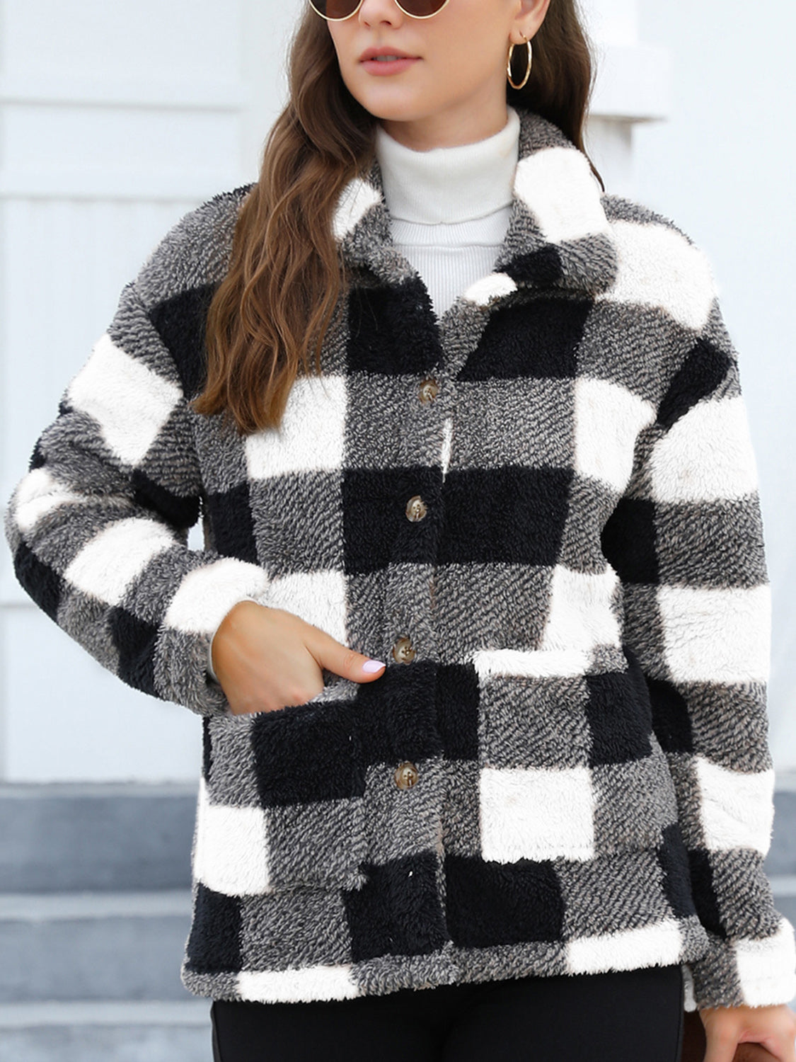 Arlena | Checked Faux Fur Jas
