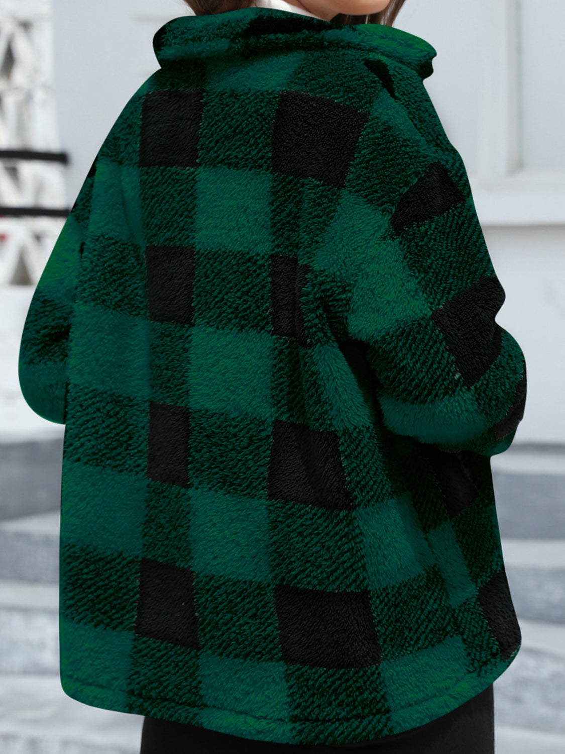 Arlena | Checked Faux Fur Jas