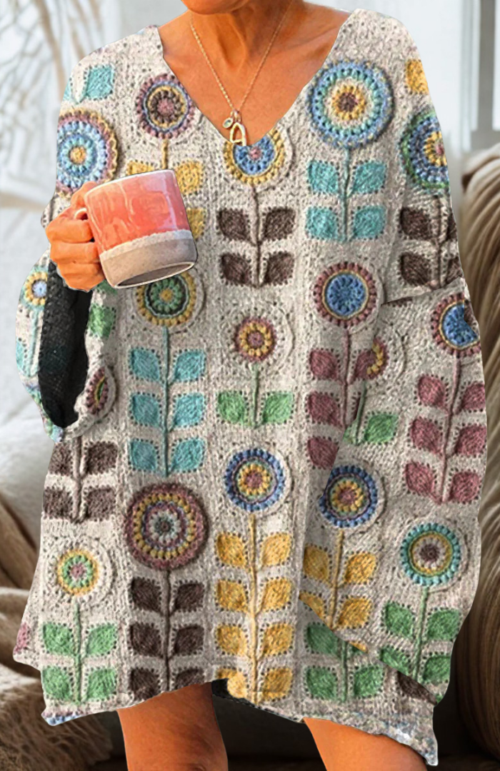Mira | Retro Bloemen Pullover