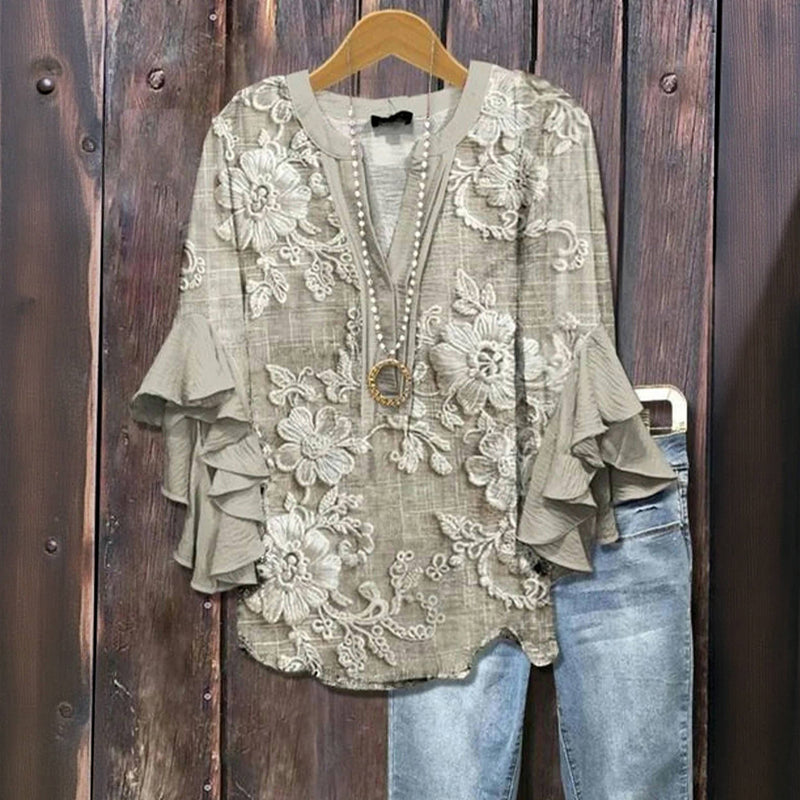 Ruchesblouse | Boterbloem Goud