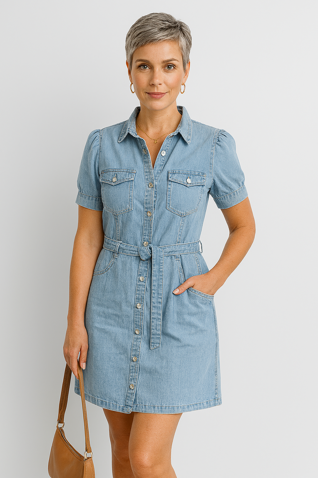 Denim | Belted Mini Jurk