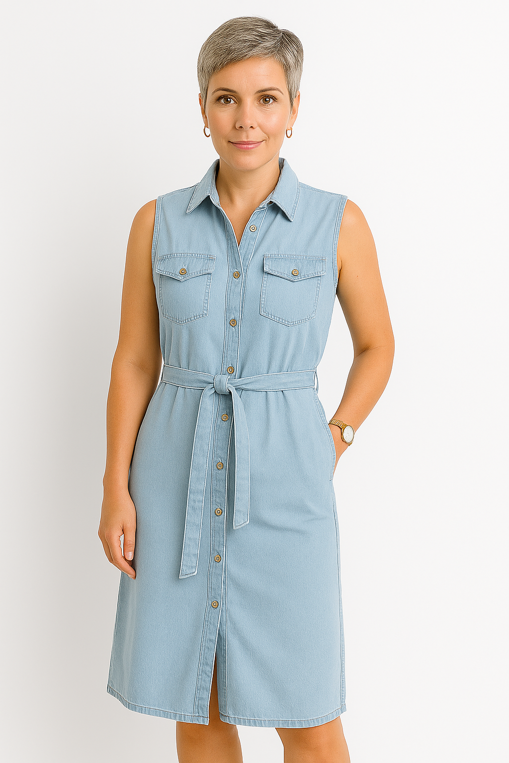 Denim | Slit Waist Jurk