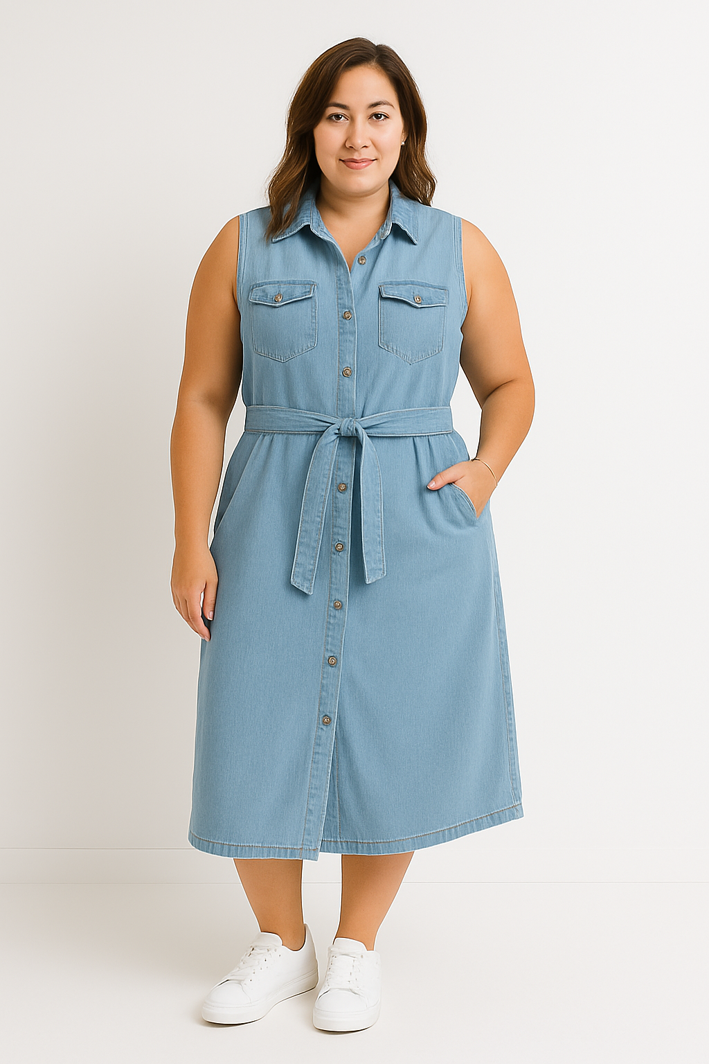 Denim | Slit Waist Jurk