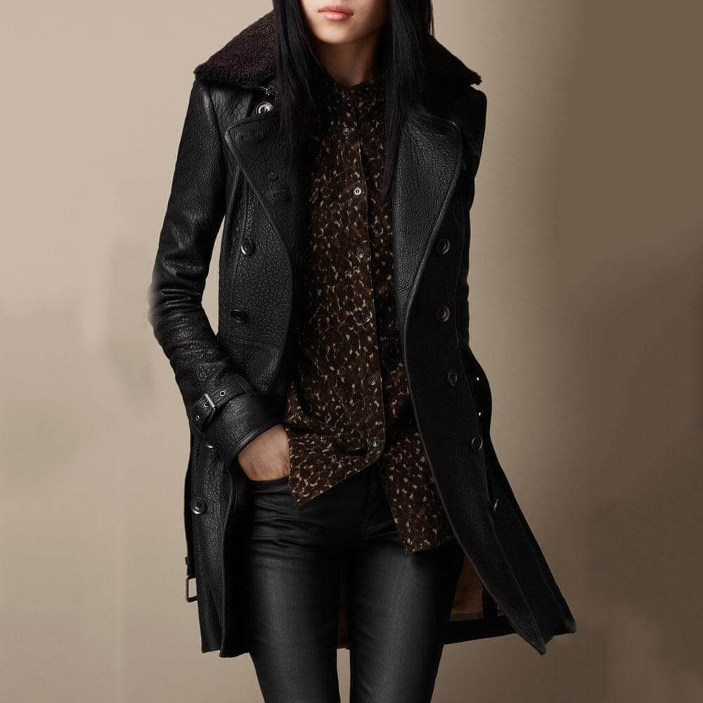 Vira | Leren Luxe Trenchcoat
