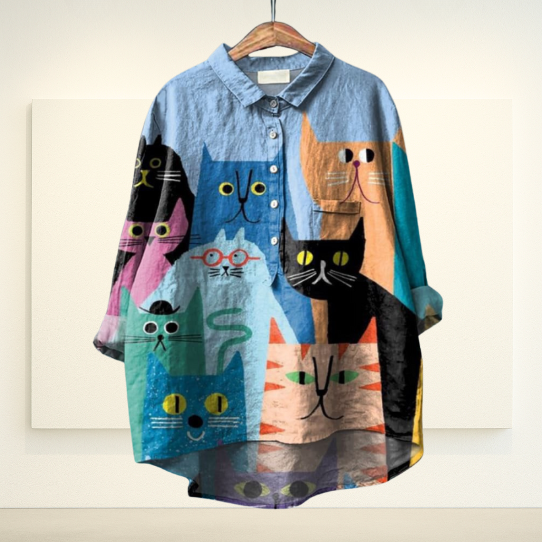 Kunst op Blouse | Kattenmozaïek