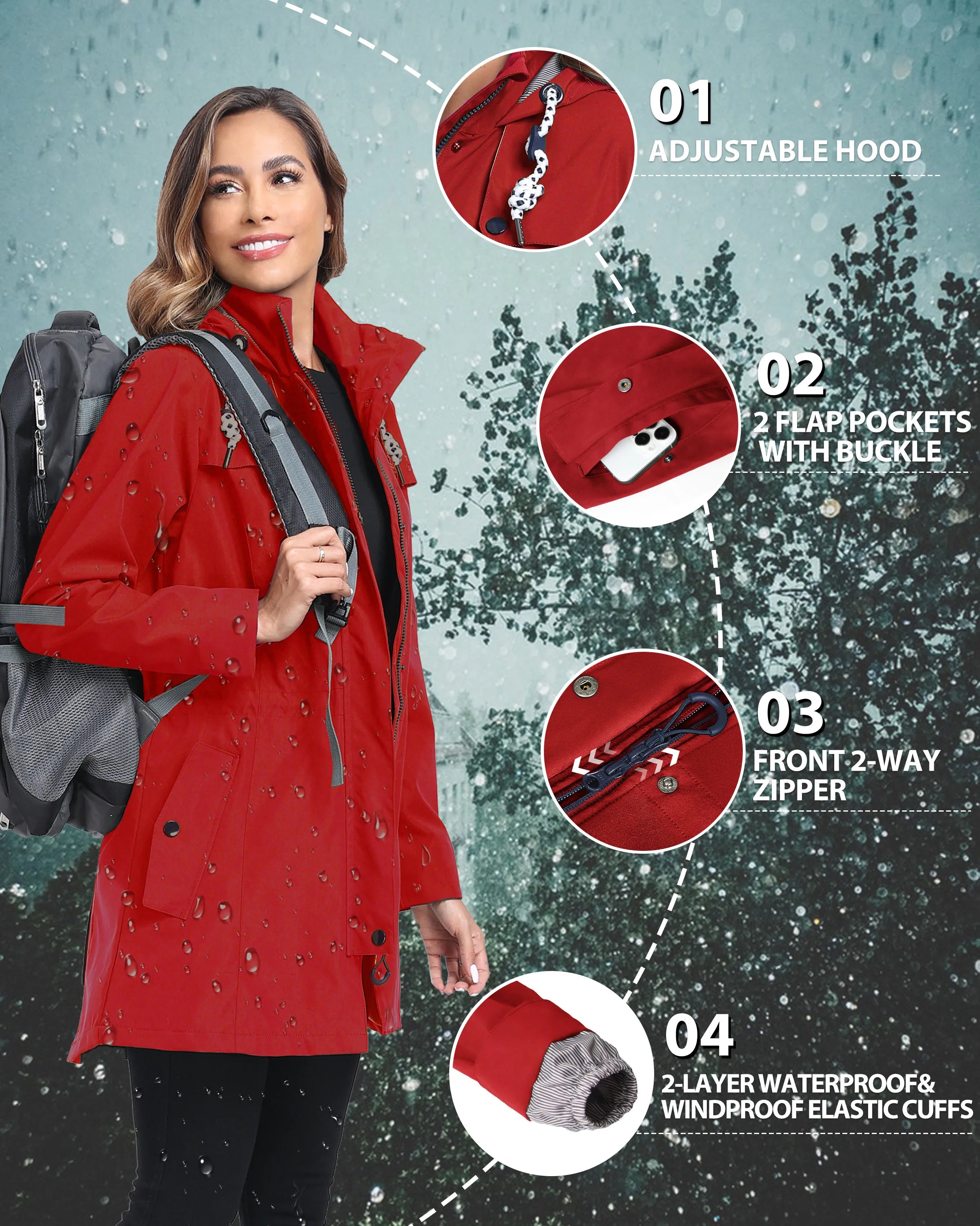 New Winter Raincoat Popular Autumn and Winter New Jacket Outdoor Mountaineering Jacket Mid-Length Women's Windbreaker