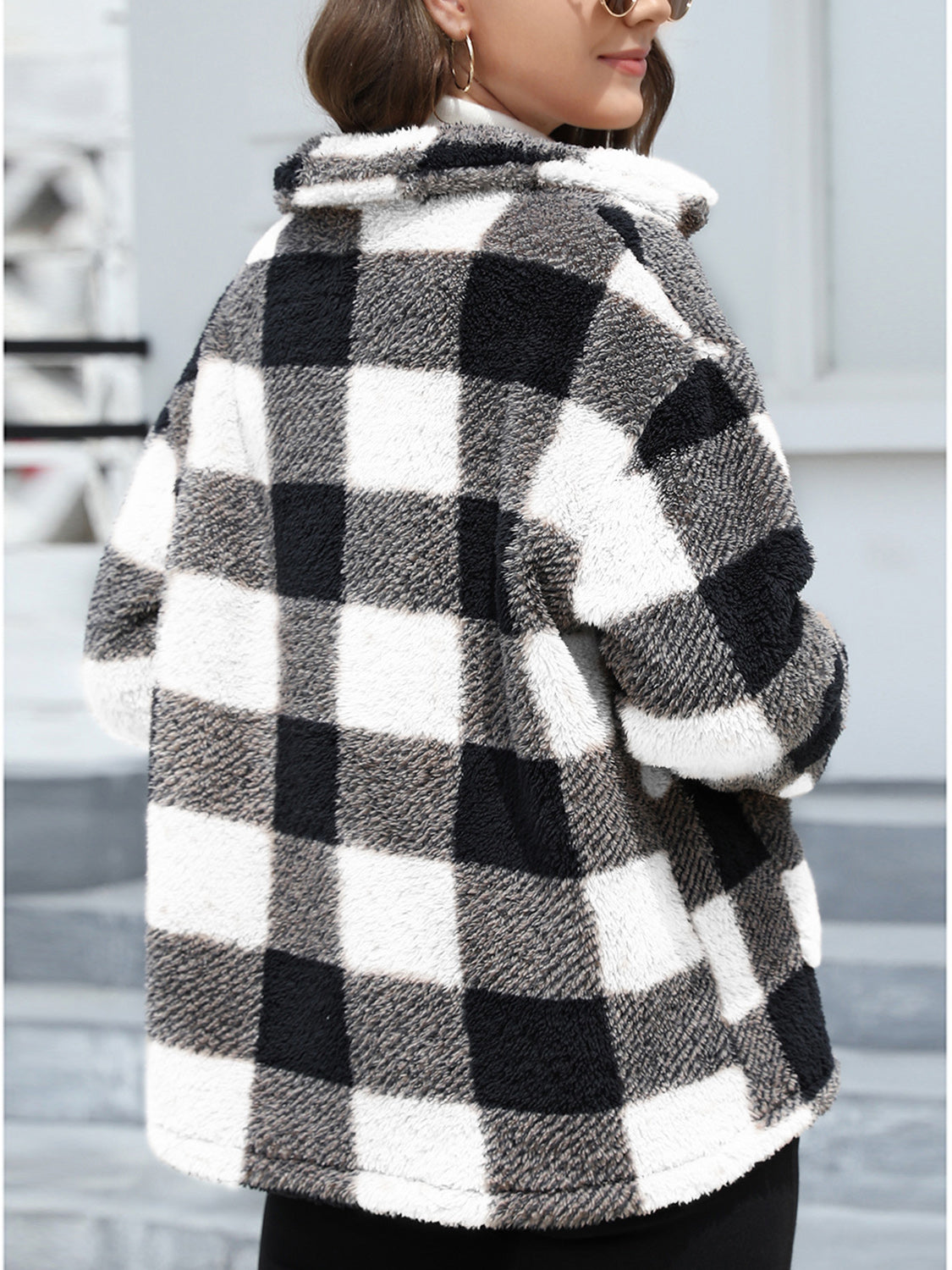 Arlena | Checked Faux Fur Jas