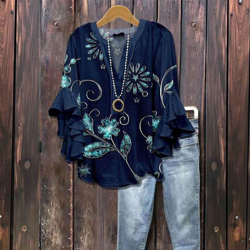 Ruchesblouse | Nachtbloem
