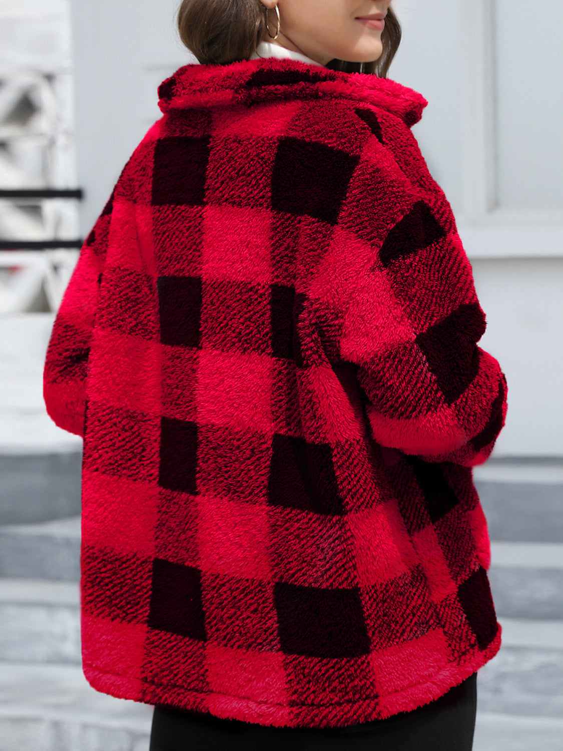 Arlena | Checked Faux Fur Jas